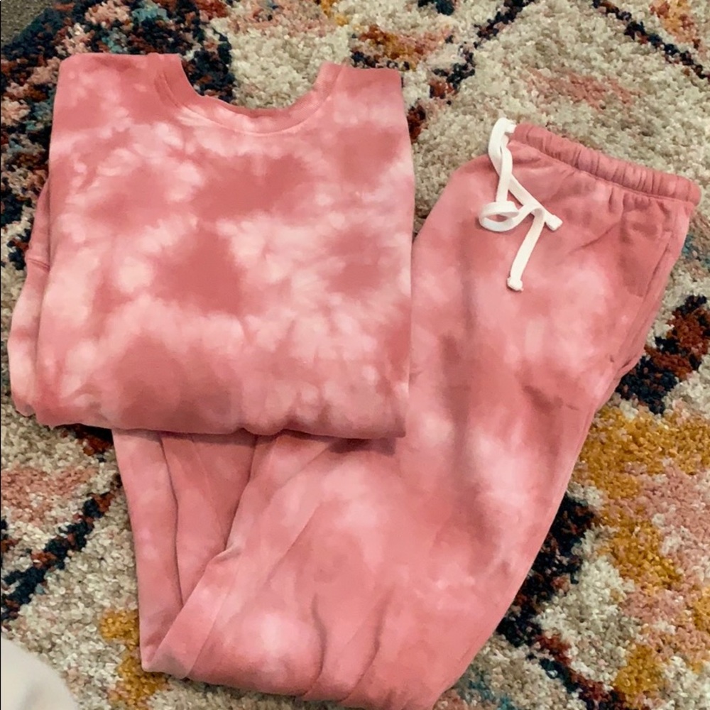 Tie dye sweat set pink
